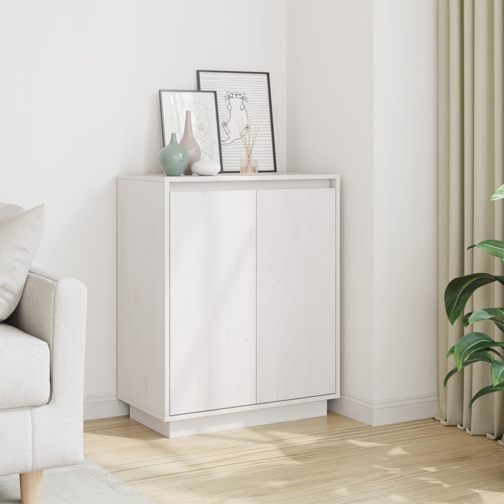 Skjenk hvit 60x34x75 cm heltre furu