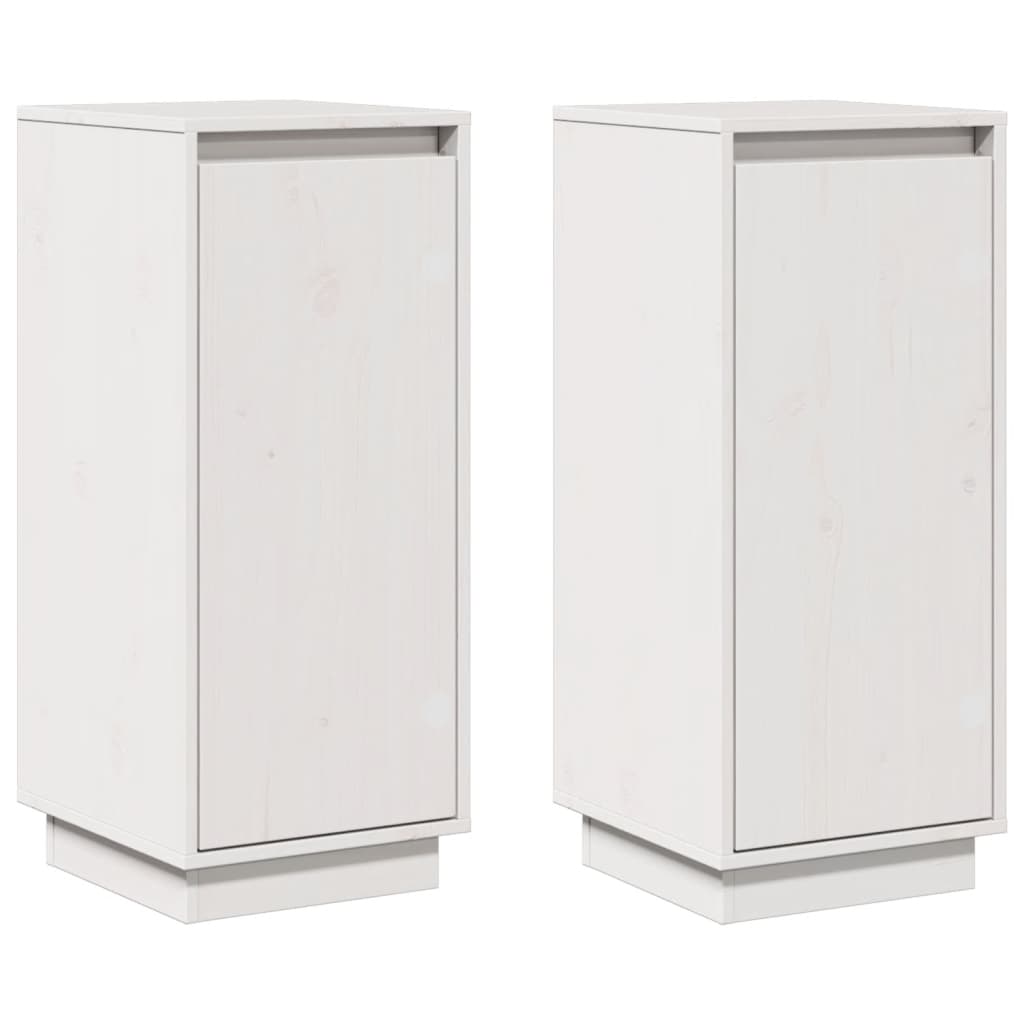 Skjenker 2 stk hvit 31,5x34x75 cm heltre furu