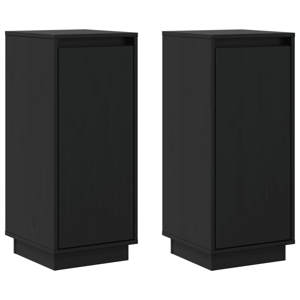 Skjenker 2 stk svart 31,5x34x75 cm heltre furu