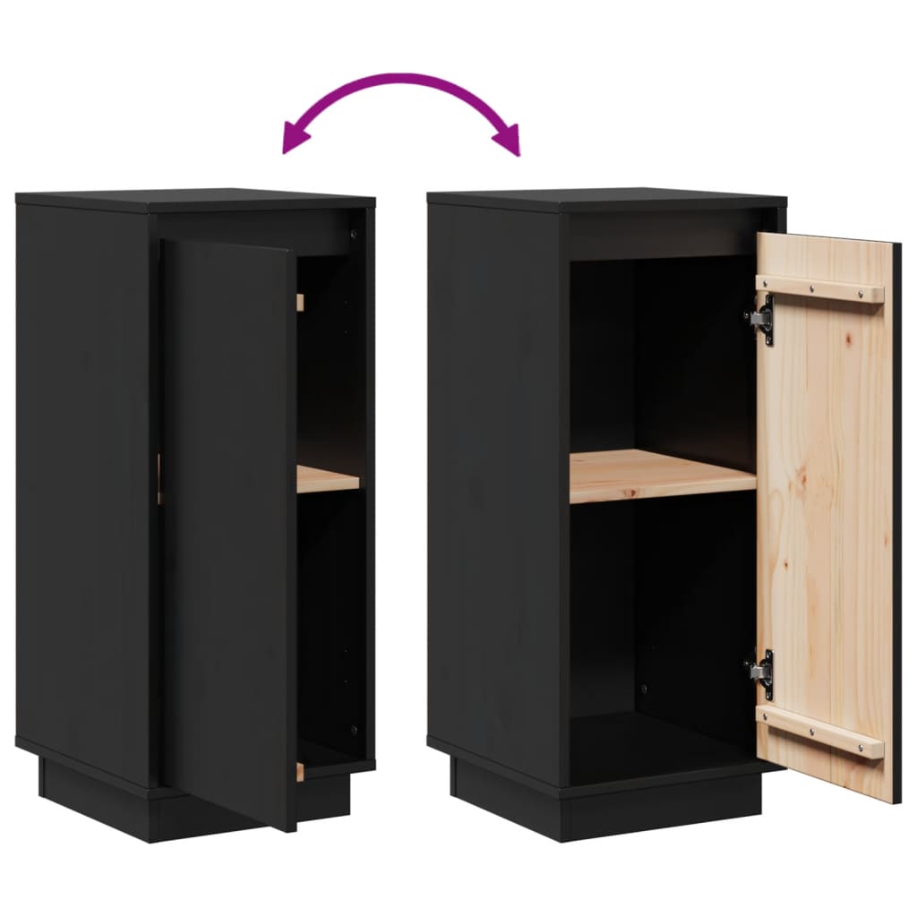 Skjenker 2 stk svart 31,5x34x75 cm heltre furu
