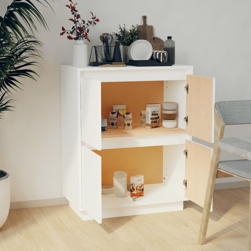 Skjenk hvit 60x34x75 cm heltre furu