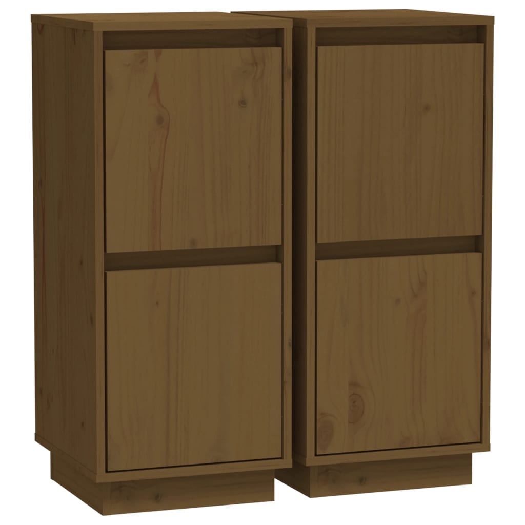 Skjenker 2 stk honningbrun 31,5x34x75 cm heltre furu