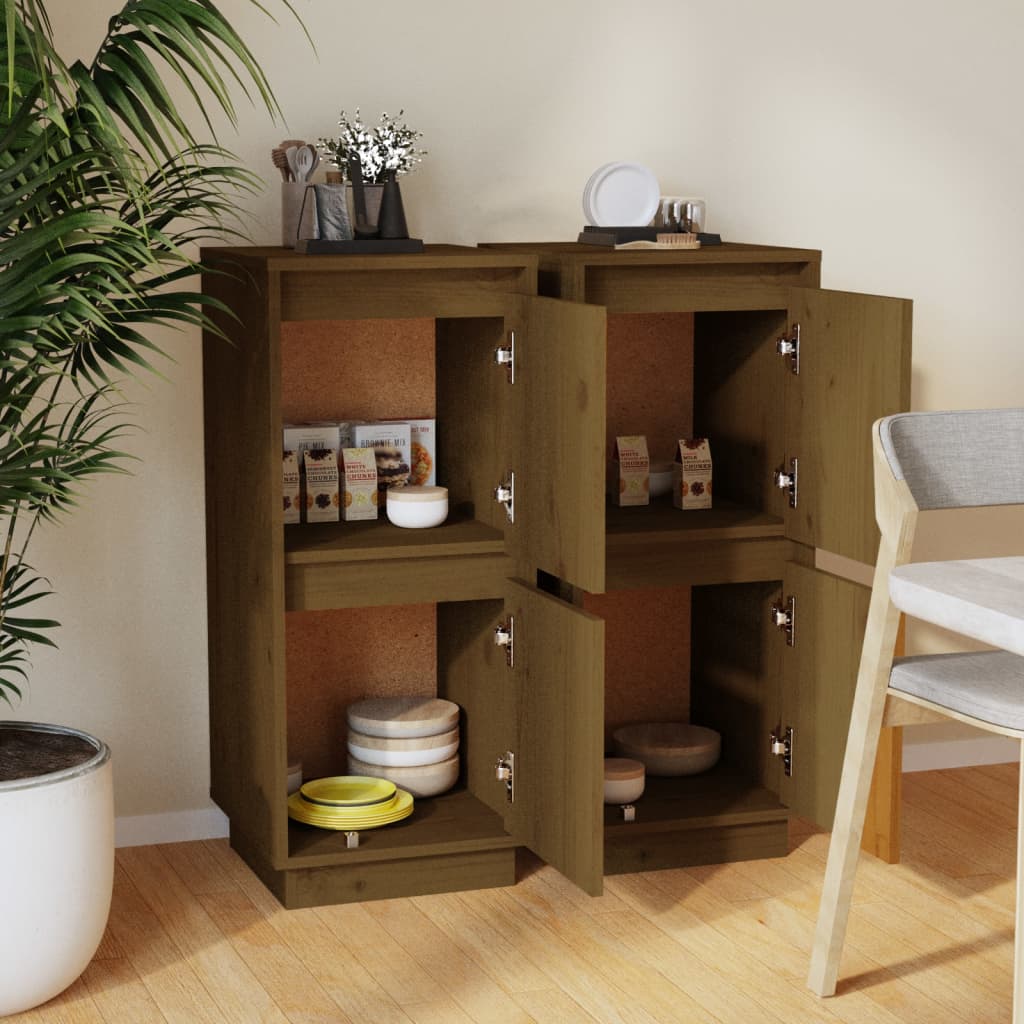 Skjenker 2 stk honningbrun 31,5x34x75 cm heltre furu