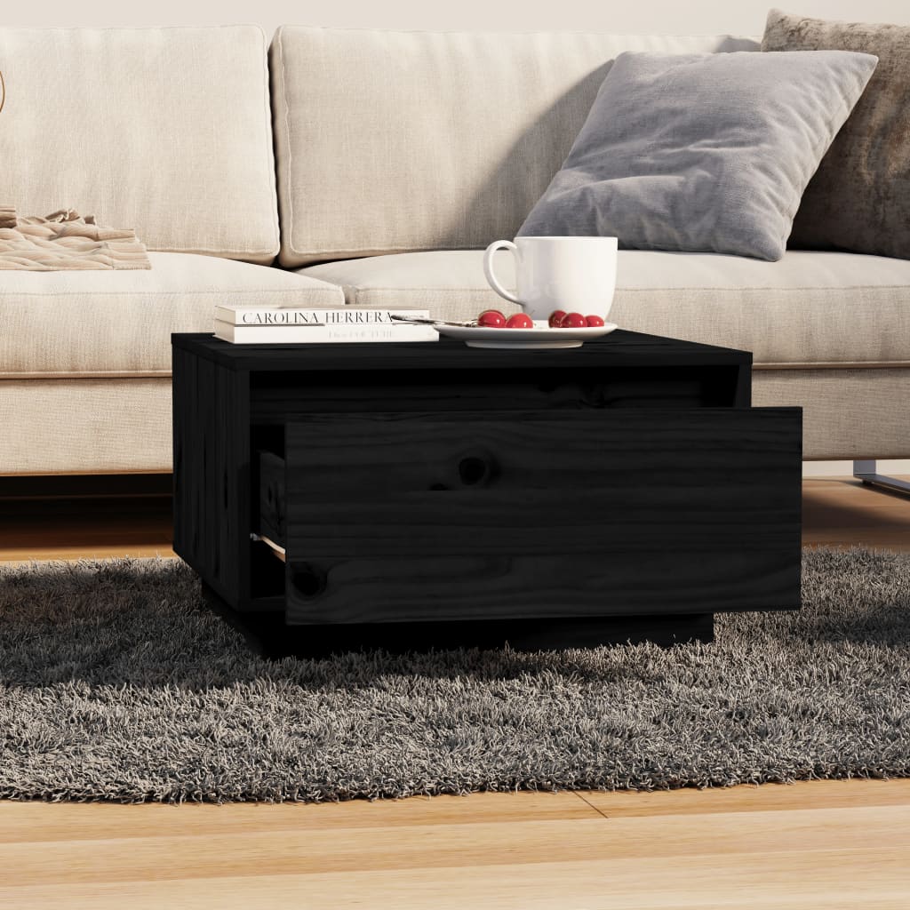 Salongbord svart 55x56x32 cm heltre furu