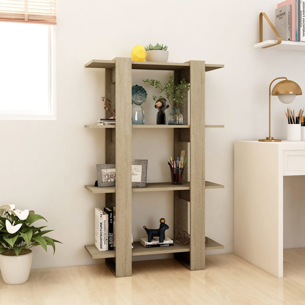 Bokhylle/romdeler sonoma eik 80x30x123,5 cm