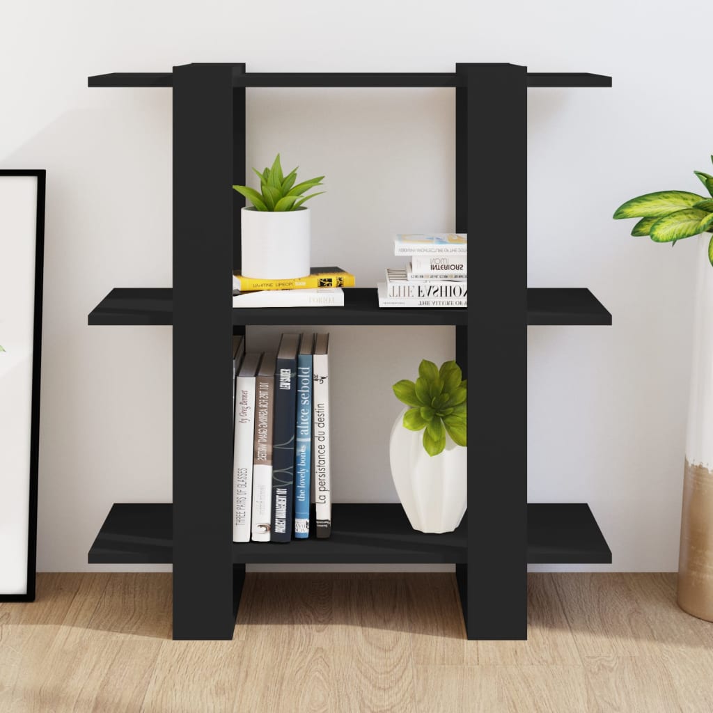 Bokhylle/romdeler svart 80x30x87 cm