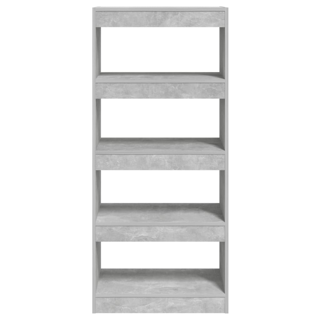 Bokhylle/romdeler betonggrå 60x30x135 cm konstruert tre