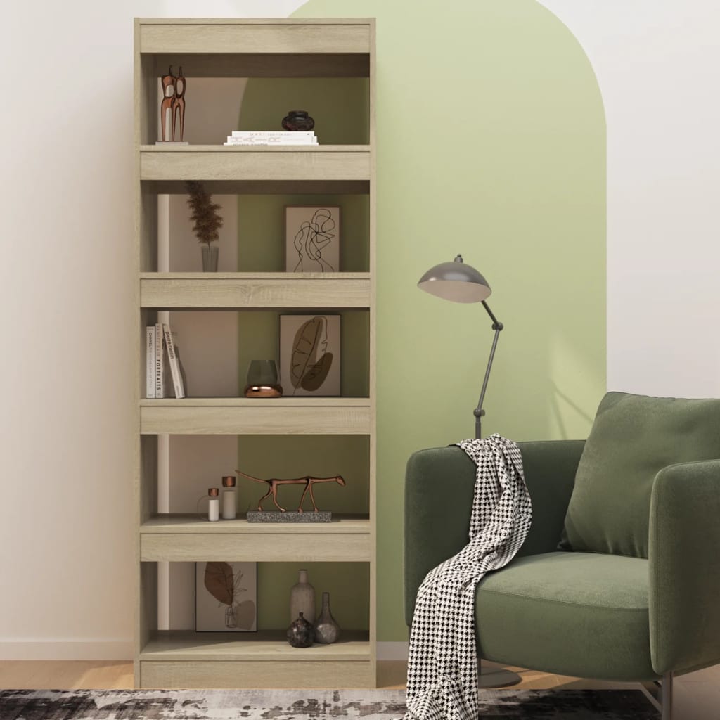 Bokhylle/romdeler sonoma eik 60x30x166 cm konstruert tre