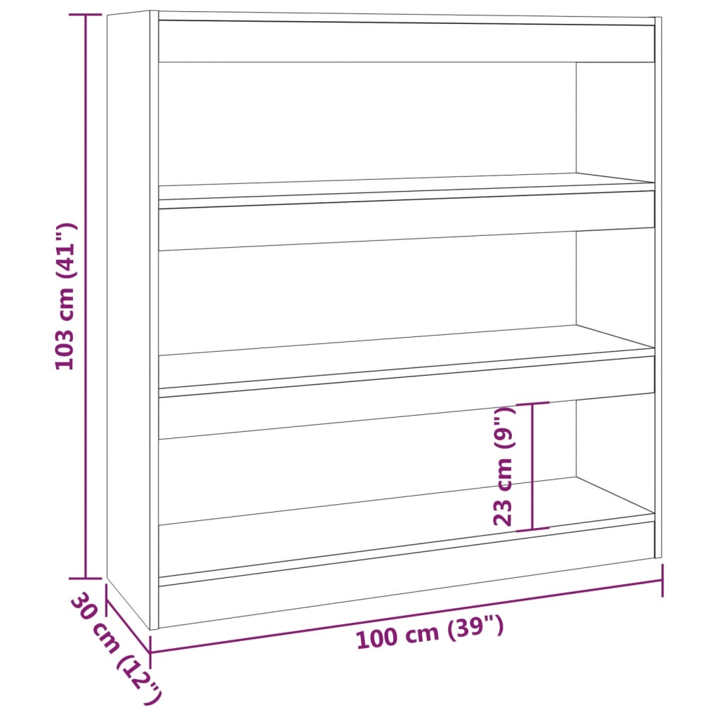 Bokhylle/romdeler hvit 100x30x103 cm
