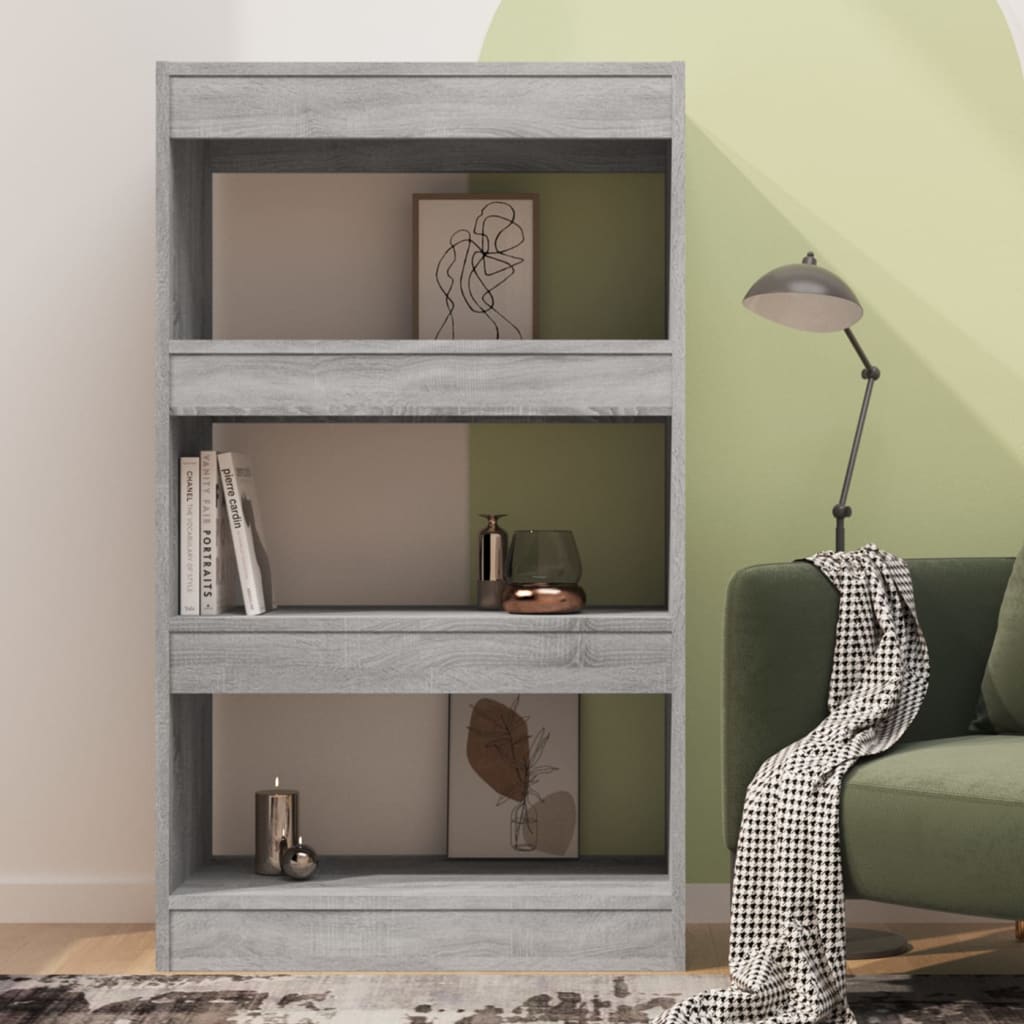 Bokhylle/romdeler grå sonoma 60x30x103 cm konstruert tre