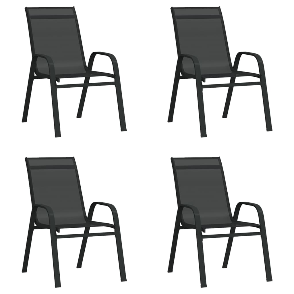Stablebare hagestoler 4 stk svart textilene-stoff