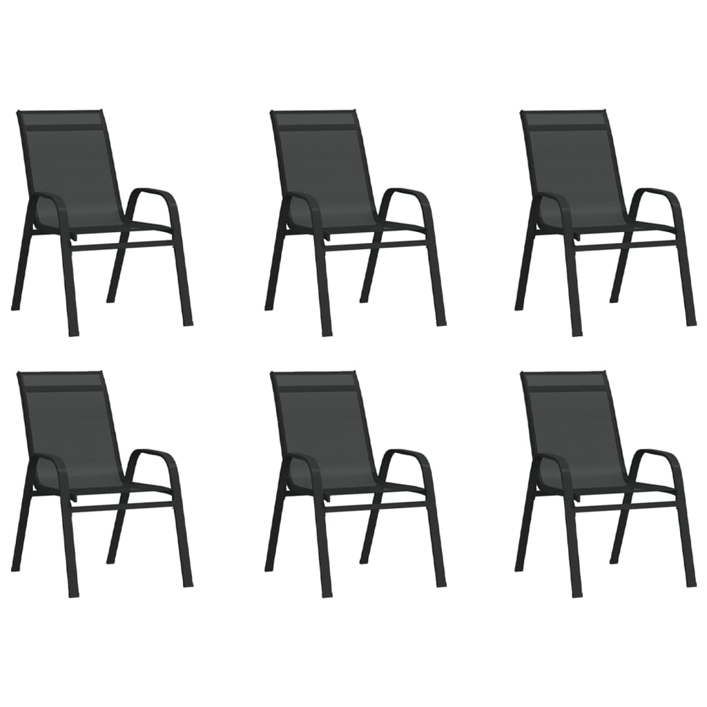 Stablebare hagestoler 6 stk svart textilene-stoff