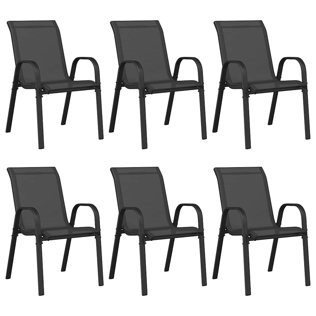 Stablebare hagestoler 6 stk svart textilene-stoff