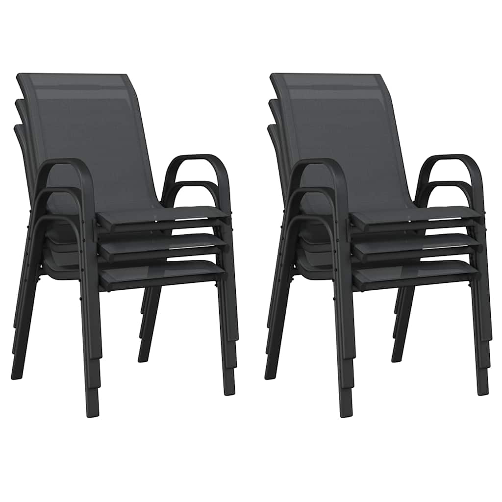 Stablebare hagestoler 6 stk svart textilene-stoff
