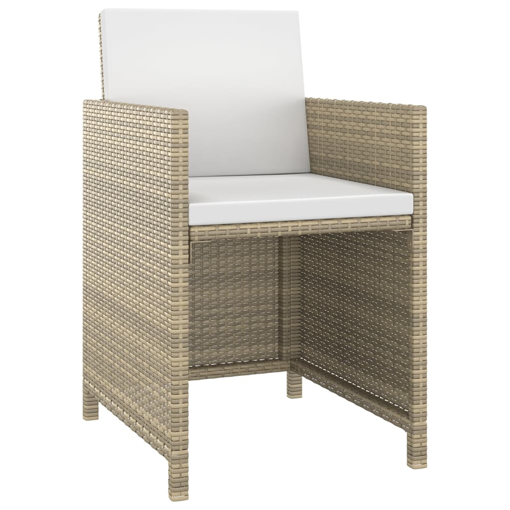 Hagespisegruppe med puter 5 deler polyrotting beige vidaXL