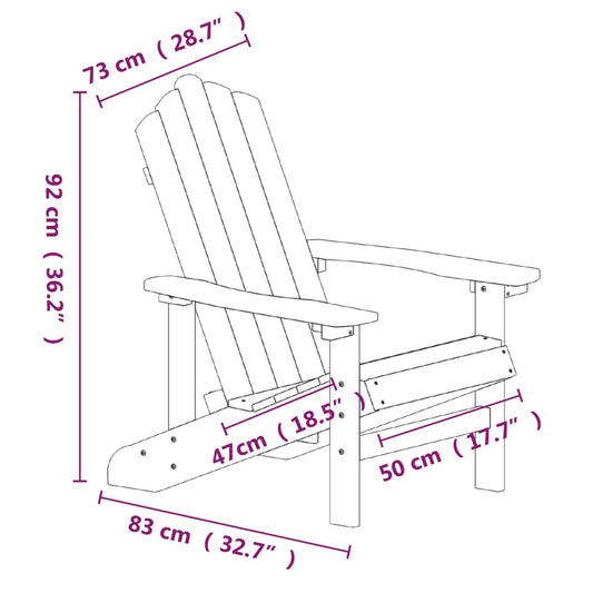Adirondack hagestoler 2 stk HDPE antrasitt vidaXL