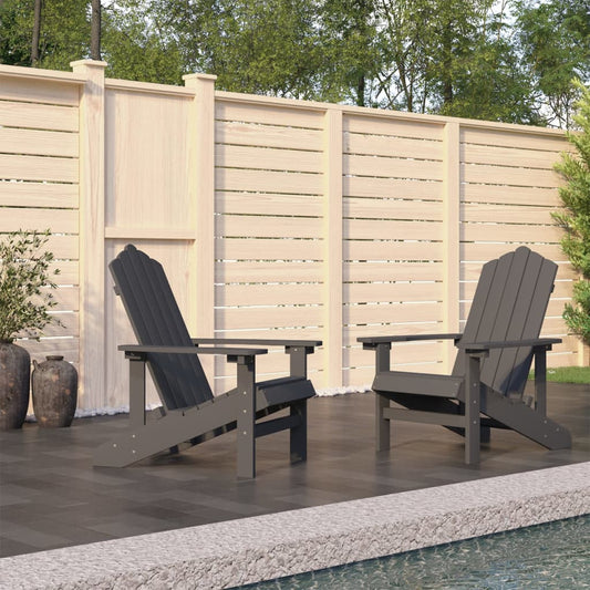 Adirondack hagestoler 2 stk HDPE antrasitt vidaXL