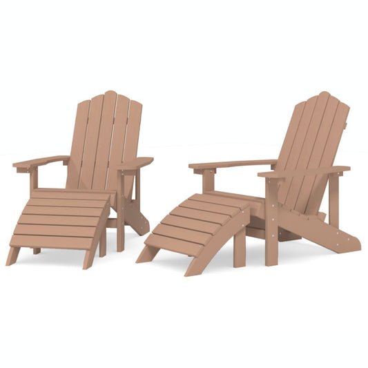 Adirondack hagestoler med fotstøtte 2 stk HDPE brun vidaXL