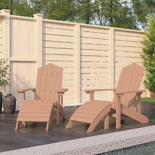 Adirondack hagestoler med fotstøtte 2 stk HDPE brun vidaXL