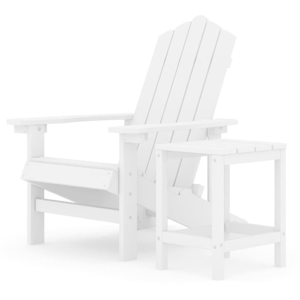Adirondack hagestol med bord HDPE hvit vidaXL