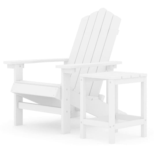 Adirondack hagestol med bord HDPE hvit vidaXL