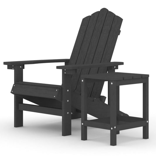 Adirondack hagestol med bord HDPE antrasitt vidaXL
