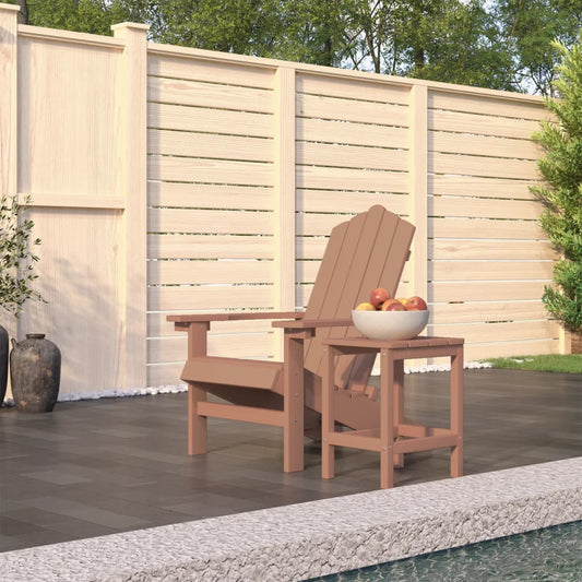 Adirondack hagestol med bord HDPE brun vidaXL