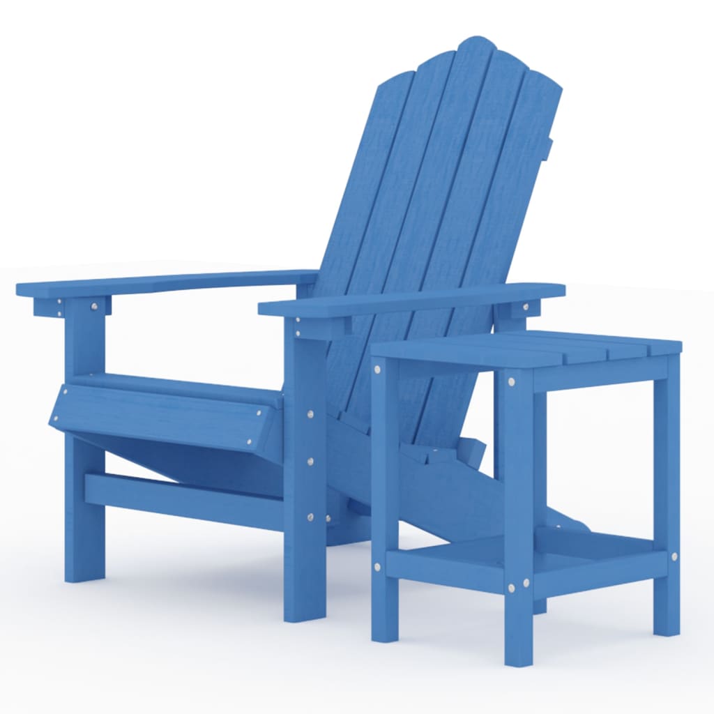 Adirondack hagestol med bord HDPE havblå vidaXL