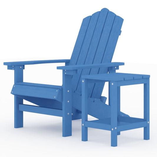 Adirondack hagestol med bord HDPE havblå vidaXL