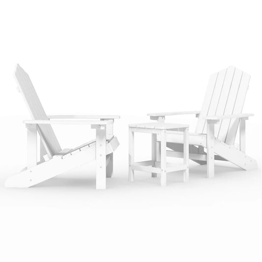 Adirondack hagestoler med bord HDPE hvit vidaXL
