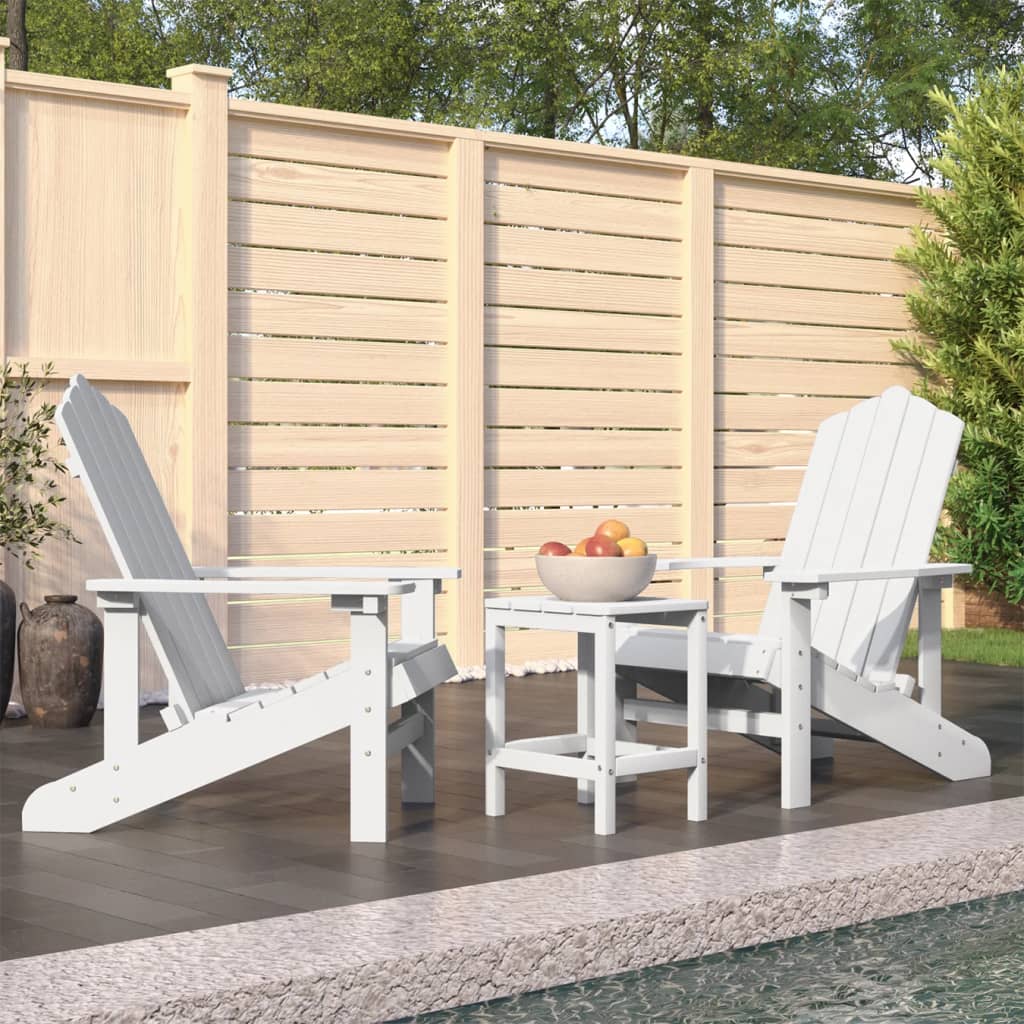 Adirondack hagestoler med bord HDPE hvit vidaXL