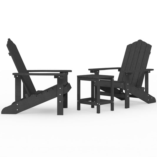 Adirondack hagestoler med bord HDPE antrasitt vidaXL
