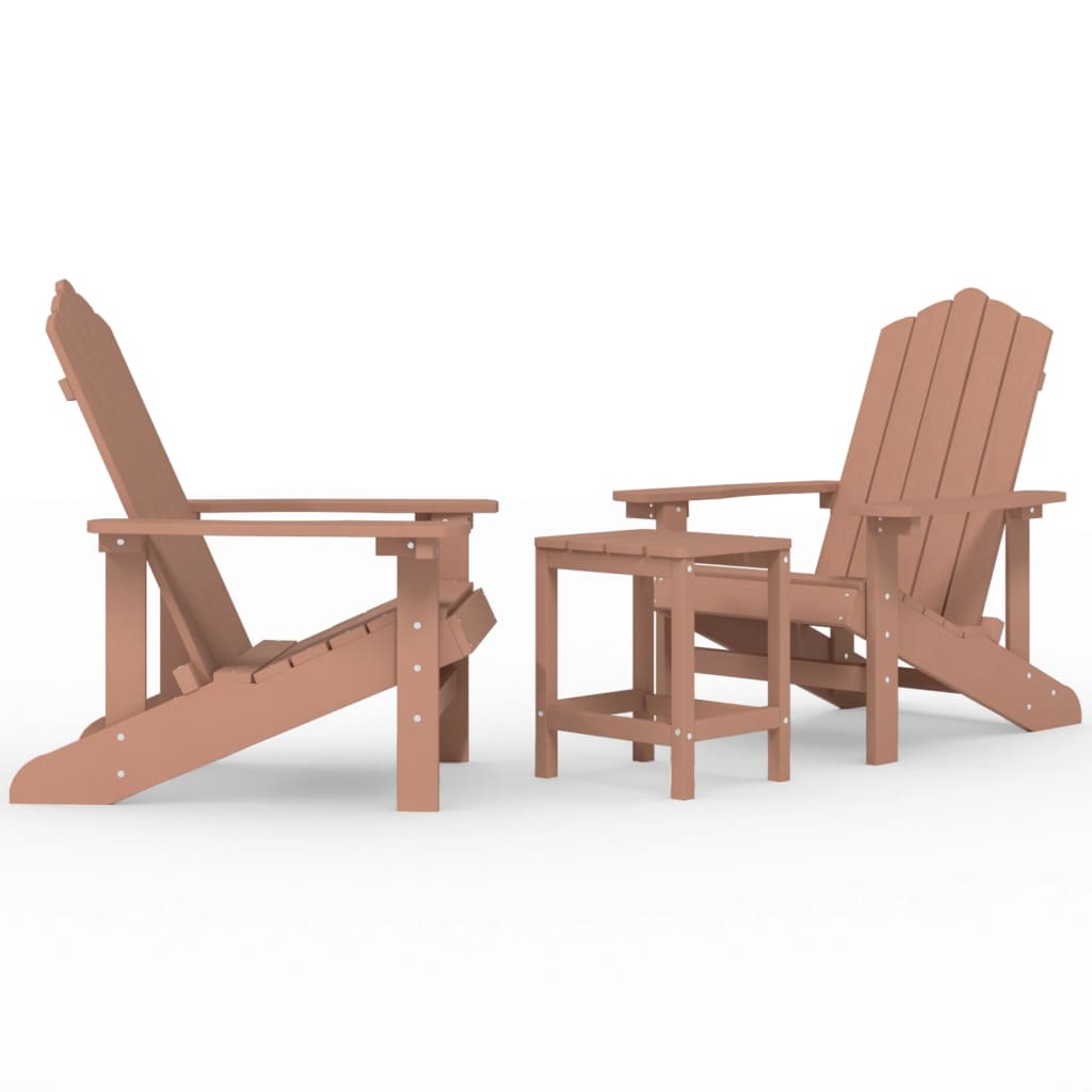 Adirondack hagestoler med bord HDPE brun vidaXL
