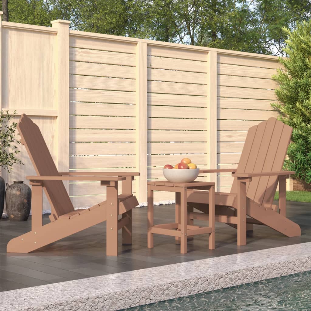 Adirondack hagestoler med bord HDPE brun vidaXL