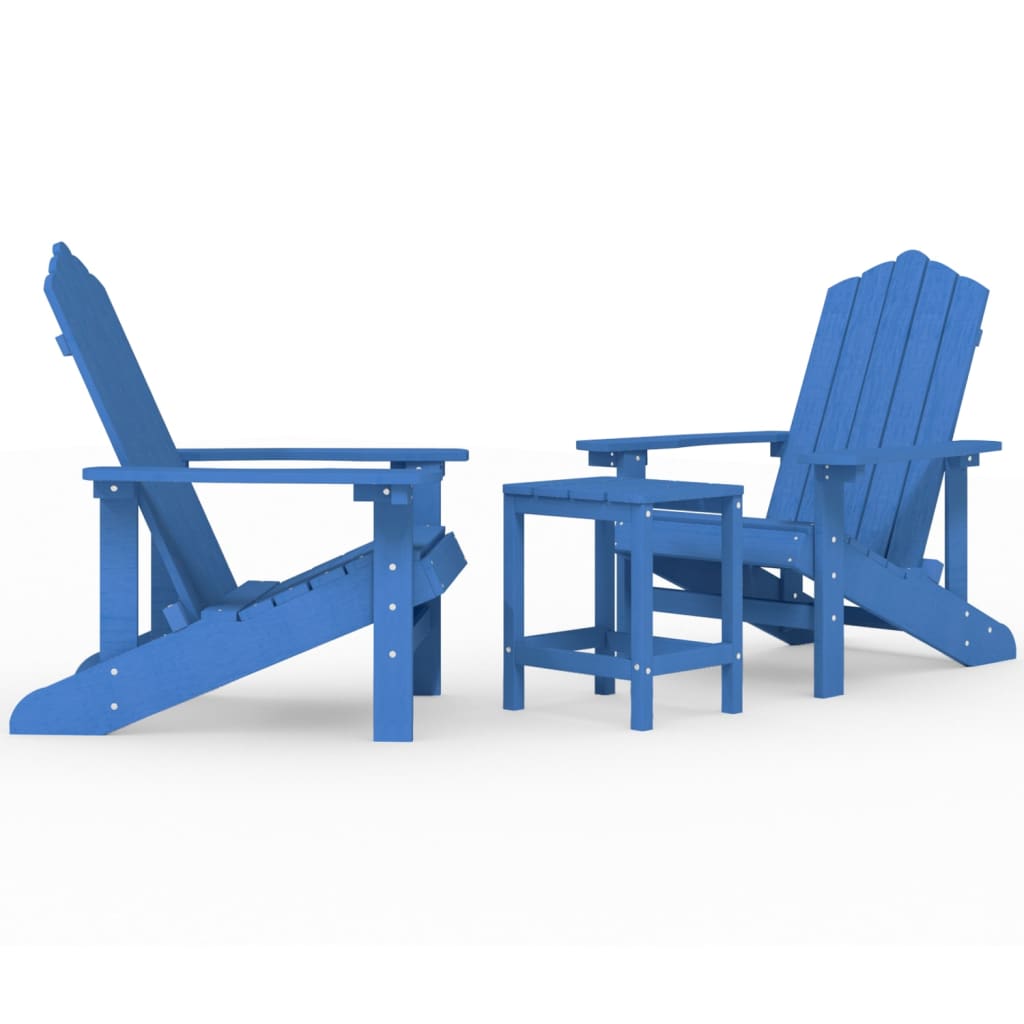 Adirondack hagestoler med bord HDPE havblå vidaXL