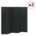 Romdeler 4 paneler 2 stk svart 200x180 cm stål