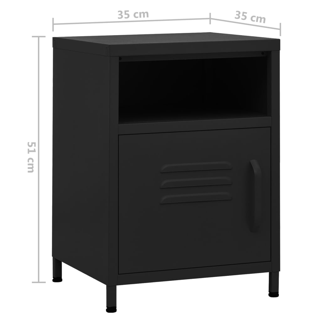 Nattbord 2 stk svart 35x35x51 cm stål
