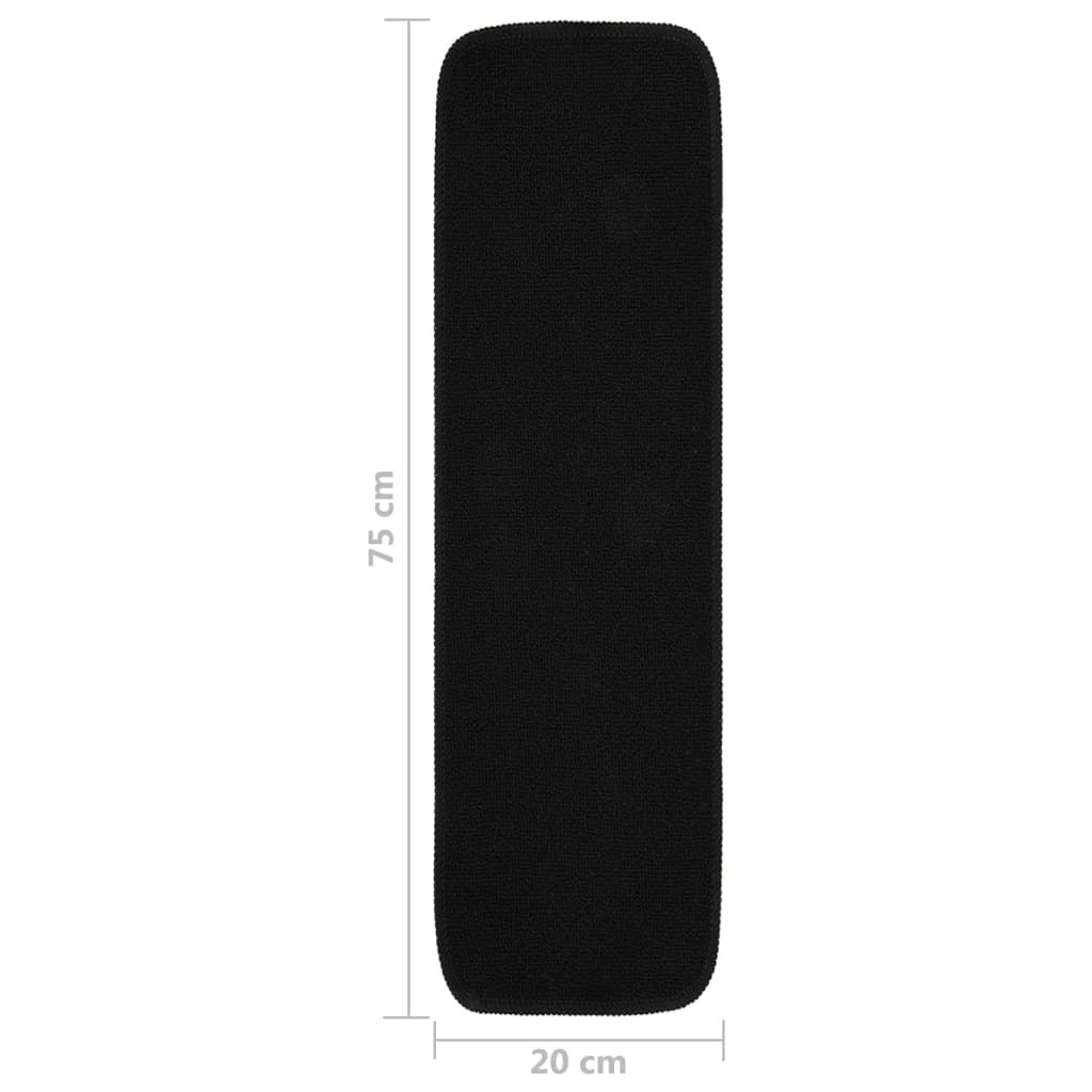Sklisikre trappematter 15 stk 75x20 cm svart rektangulær