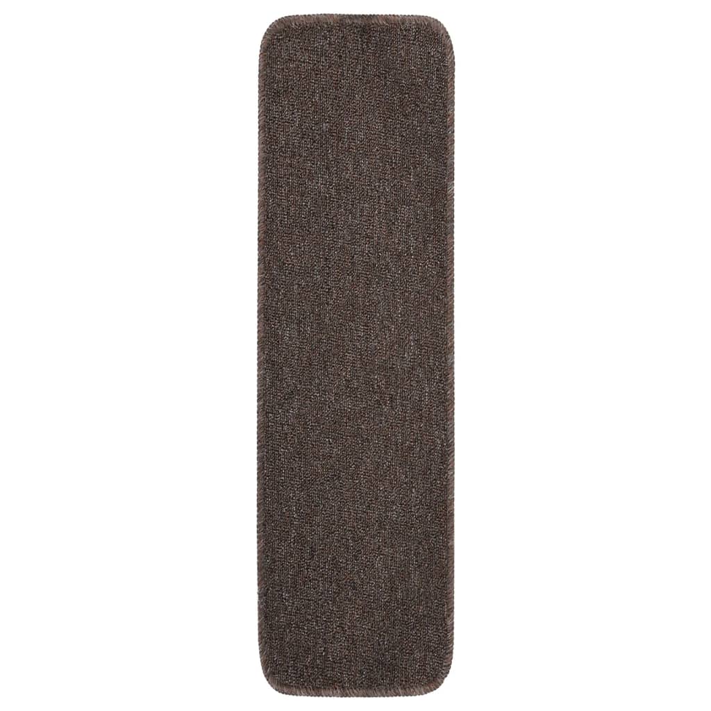 Sklisikre trappematter 15 stk 75x20 cm brun rektangulær