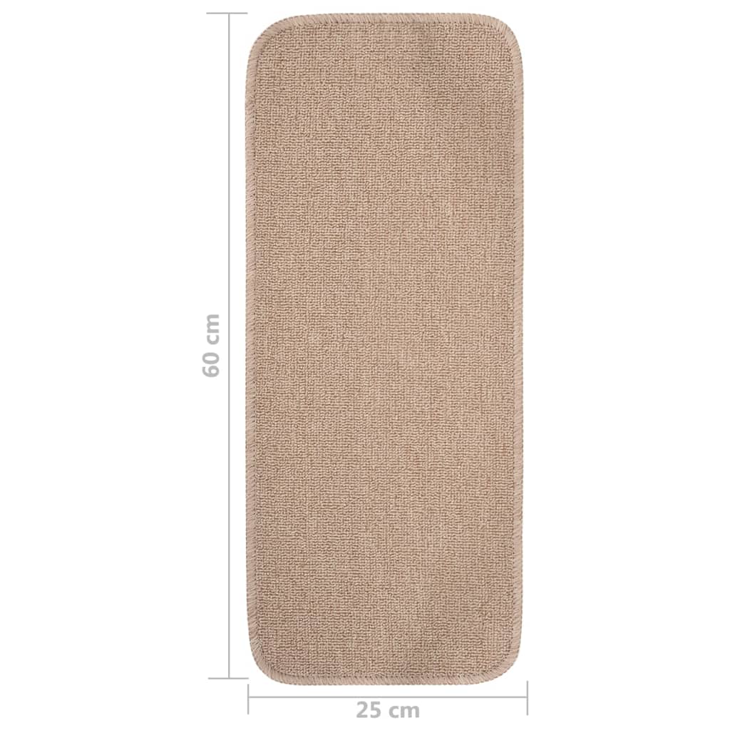 Sklisikre trappematter 15 stk 60x25 cm beige rektangulær