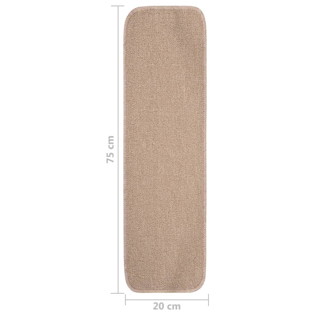 Sklisikre trappematter 15 stk 75x20 cm beige rektangulær