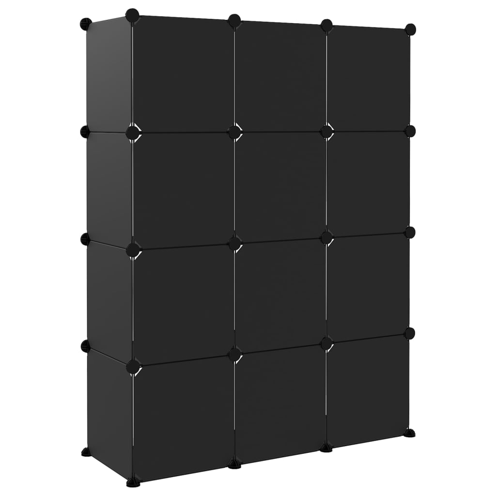 Oppbevaringshylle med 12 kuber svart PP