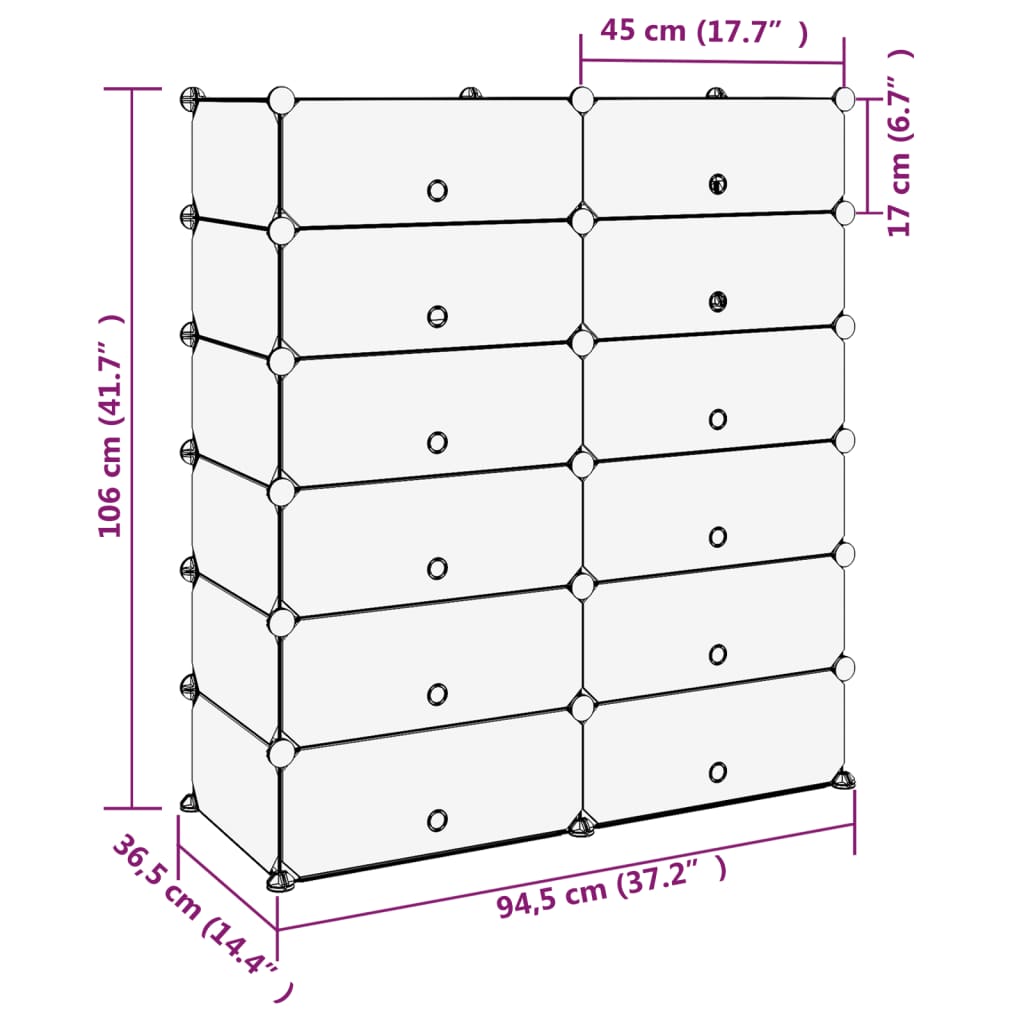 Skostativ svart 94,5x36,5x106 cm PP