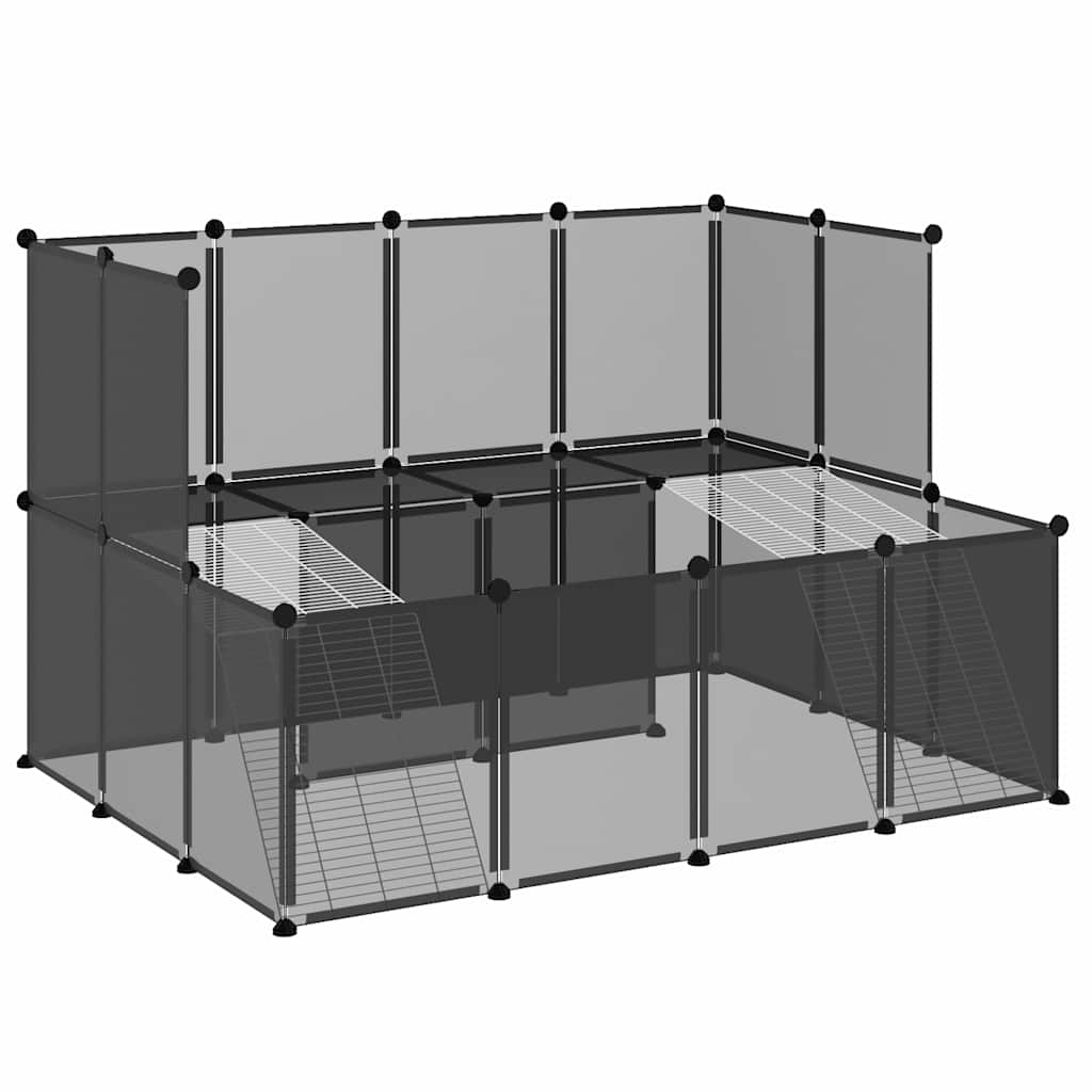 Smådyrbur svart 143x107x93 cm PP og stål