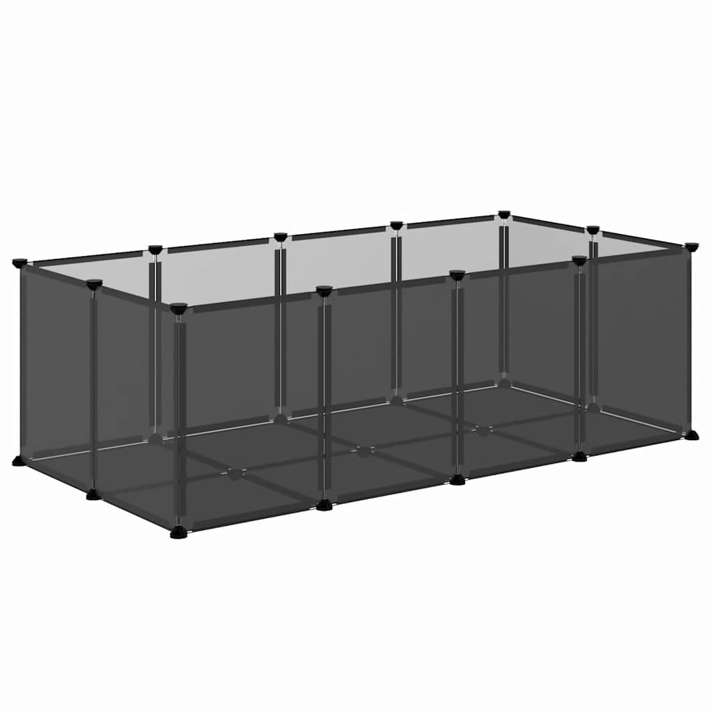 Smådyrbur svart 144x74x46,5 cm PP og stål