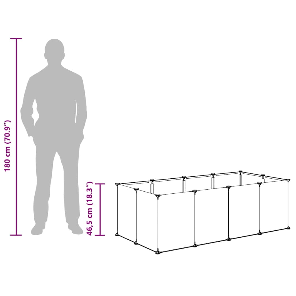 Smådyrbur svart 144x74x46,5 cm PP og stål