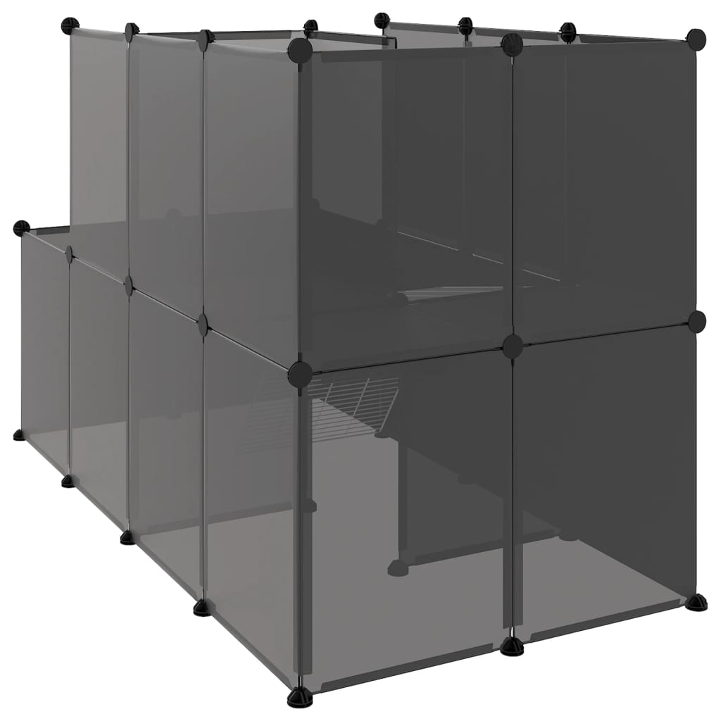 Smådyrbur svart 142x74x93 cm PP og stål
