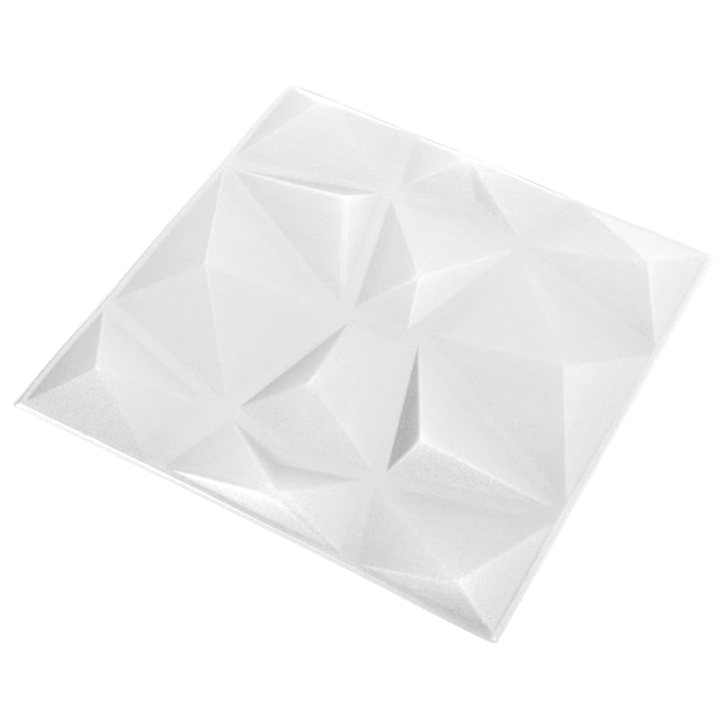 3D-veggpaneler 48 stk 50x50 cm diamant hvit 12 m²
