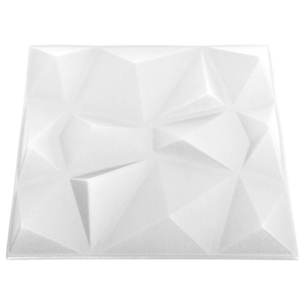 3D-veggpaneler 48 stk 50x50 cm diamant hvit 12 m²