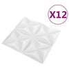 3D-veggpaneler 12 stk 50x50 cm origami hvit 3 m²